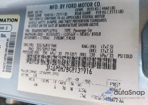 2016 Ford Fusion Se from USA, damaged, VIN 3FA6P0H78GR132916